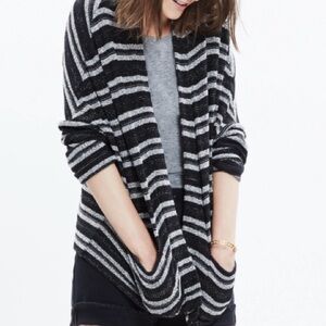 Madewell Black and White Striped Cardigan